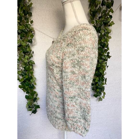 Vintage Ann Stevens Pastel Acrylic Chunky Knit V Neck Sweater Women's Small - Picture 6 of 10